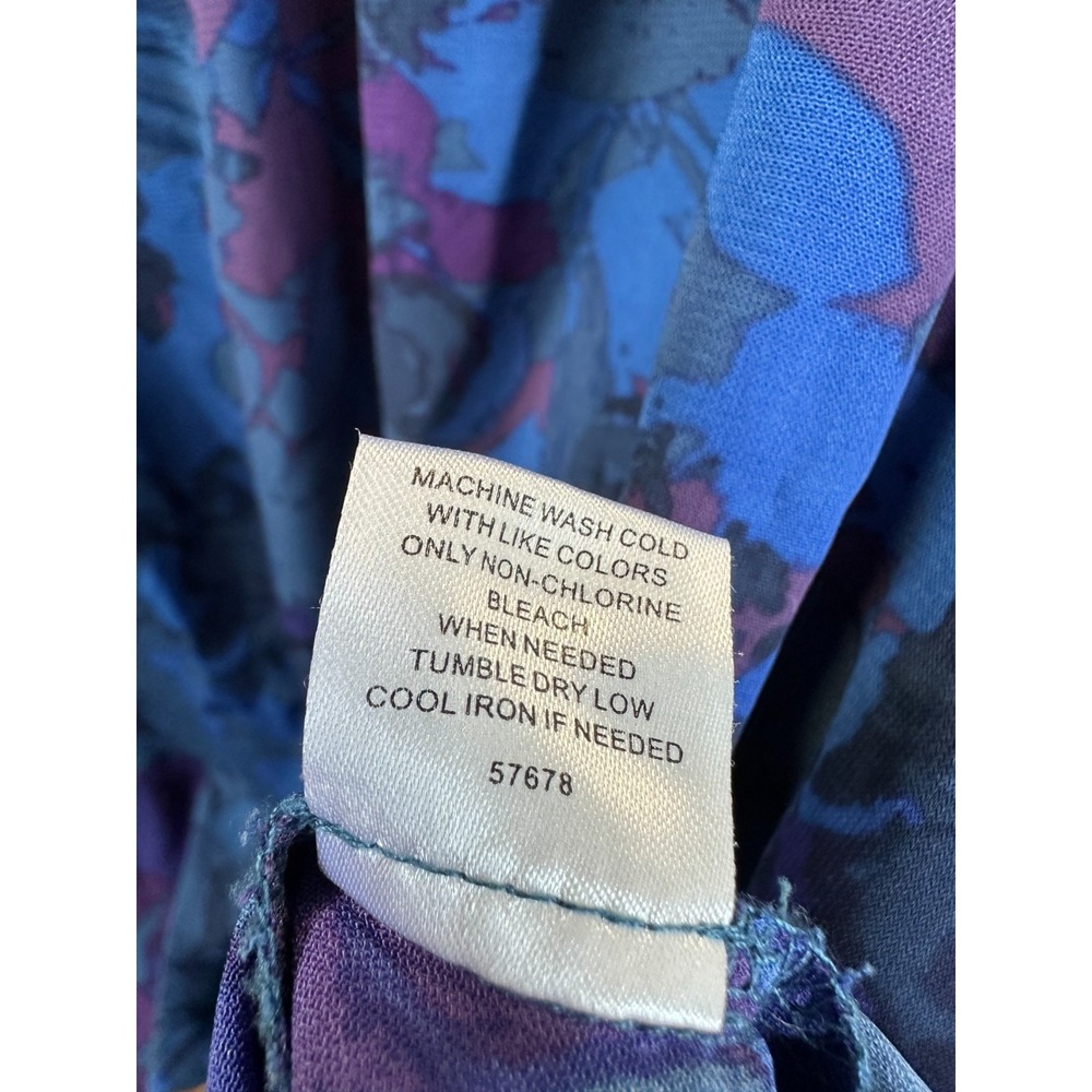 41 Hawthorn Smocked Waist V-Neck Midi Dress Floral Blue Purple SS Fit & Flare XL - Picture 7 of 11